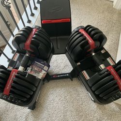 Bowflex 552 Adjustable Hand Weights With Custom Stand.
