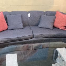 Blue/Grey Curved Sofa