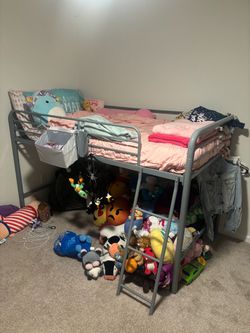 Gray Metal Twin Loft Bed