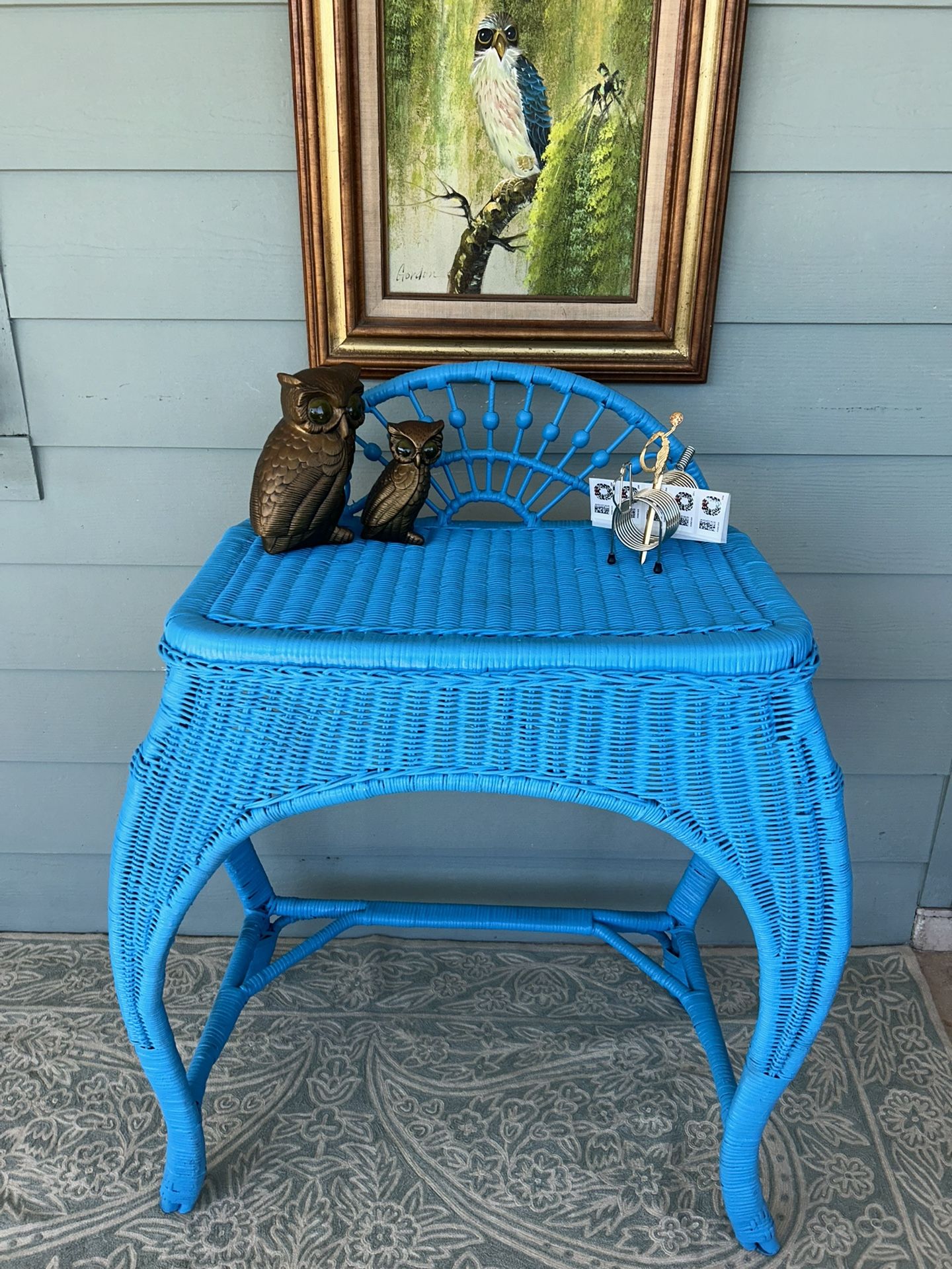 Mid 20th Century Vintage BoHo/Coastal Chic Wicker Rattan Desk