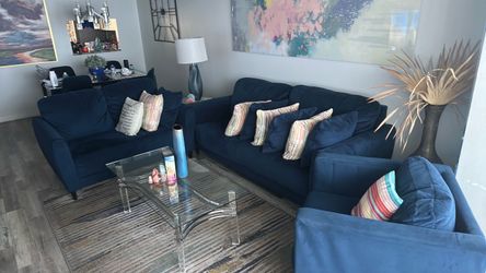 Navy Blue Sofa and Loveseat Set