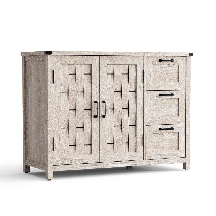 Sideboard Buffet Cabinet, 43" W Farmhouse Storage Cabinet with Drawers and Shelves