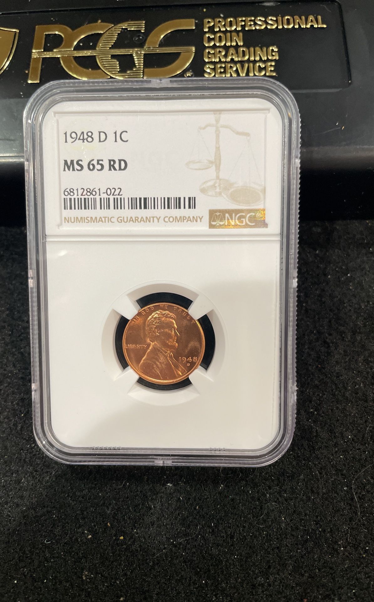 1948 D Gem Uncirculated Lincoln Wheat Penny Graded At MS65 Bright Red C-3