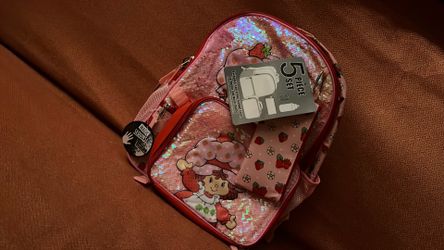 Nwt Strawberry Shortcake 5 Piece Sequin Backpack Set
