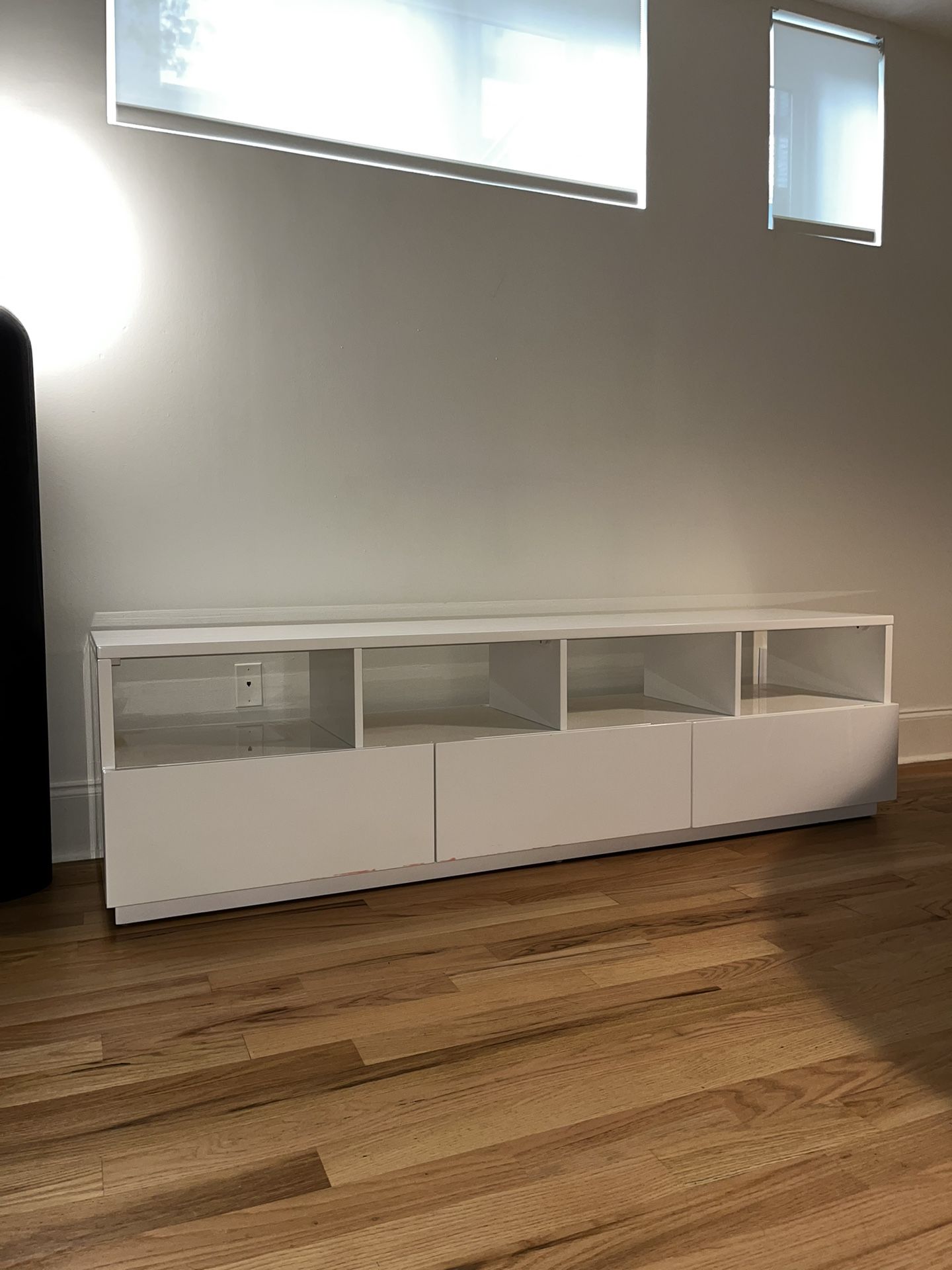 CB2 Chill 80" White High-Gloss Media Storage Console/Bookcase