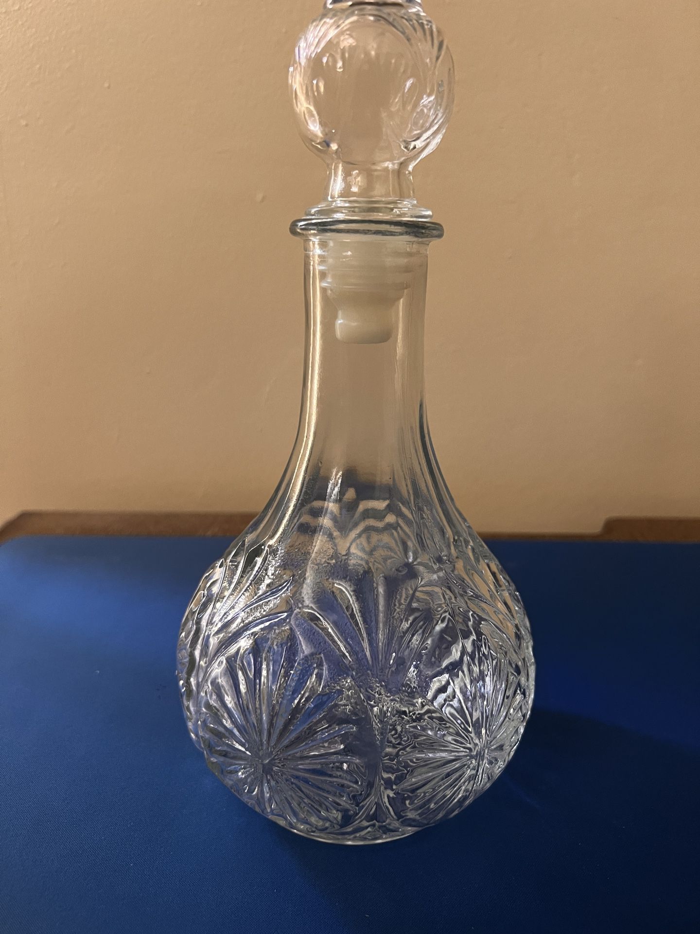 Vintage Starburst Decanter Pressed Clear Glass