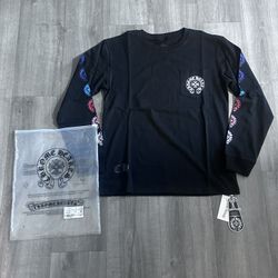 Chrome Heart Shirt With Colored Design On Sleeves 