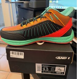 NEW AND1 Explosive T Menās Size 9.5 Basketball Shoes - Black/Coral/Biscay Green