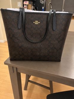Coach Signature Tote Bag Brown Black