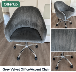 Grey Velvet Swivel Office/Accent Chair
