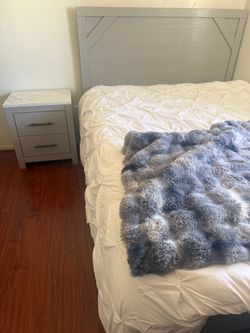 Queen bed frame and bed side table