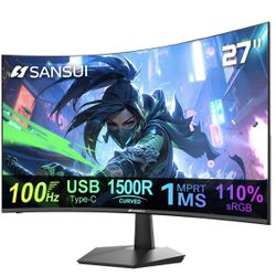 SANSUI 27 Inch Curved Gaming Monitor 180Hz 1Ms with Speakers FHD 1080P Computer   The SANSUI 27 Inch Curved Gaming Monitor is a high-performance displ