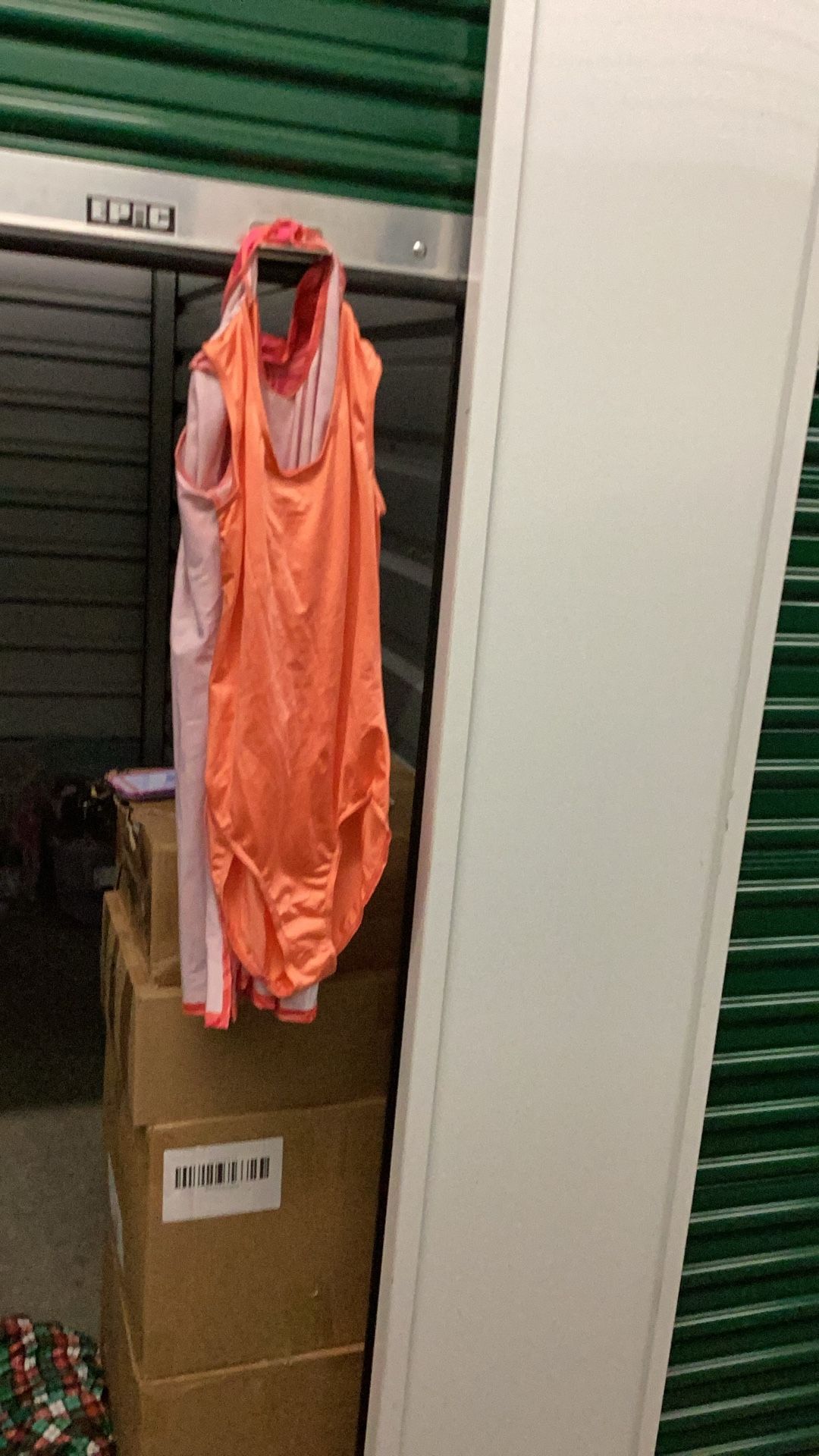 Melon, pink burnt orange mini jazz dress in adult large ( looks like a dress from Austin powers) 