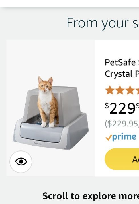 Scoopfree Crystal Self Cleaning Kitty Litter Box + Stainless Tray + 4 Boxes Litter Tray