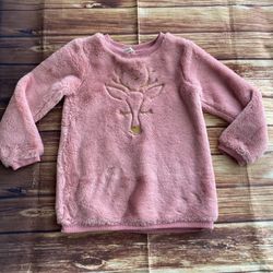 Love and first sight Todder Girl Long Sleeve Pink Plush Fuzzy Sweatshirt Sz M