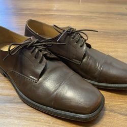 Bruno Magli Branson M00032 Dress Shoes Mens Cap-Toe Brown Leather Size US 10.5