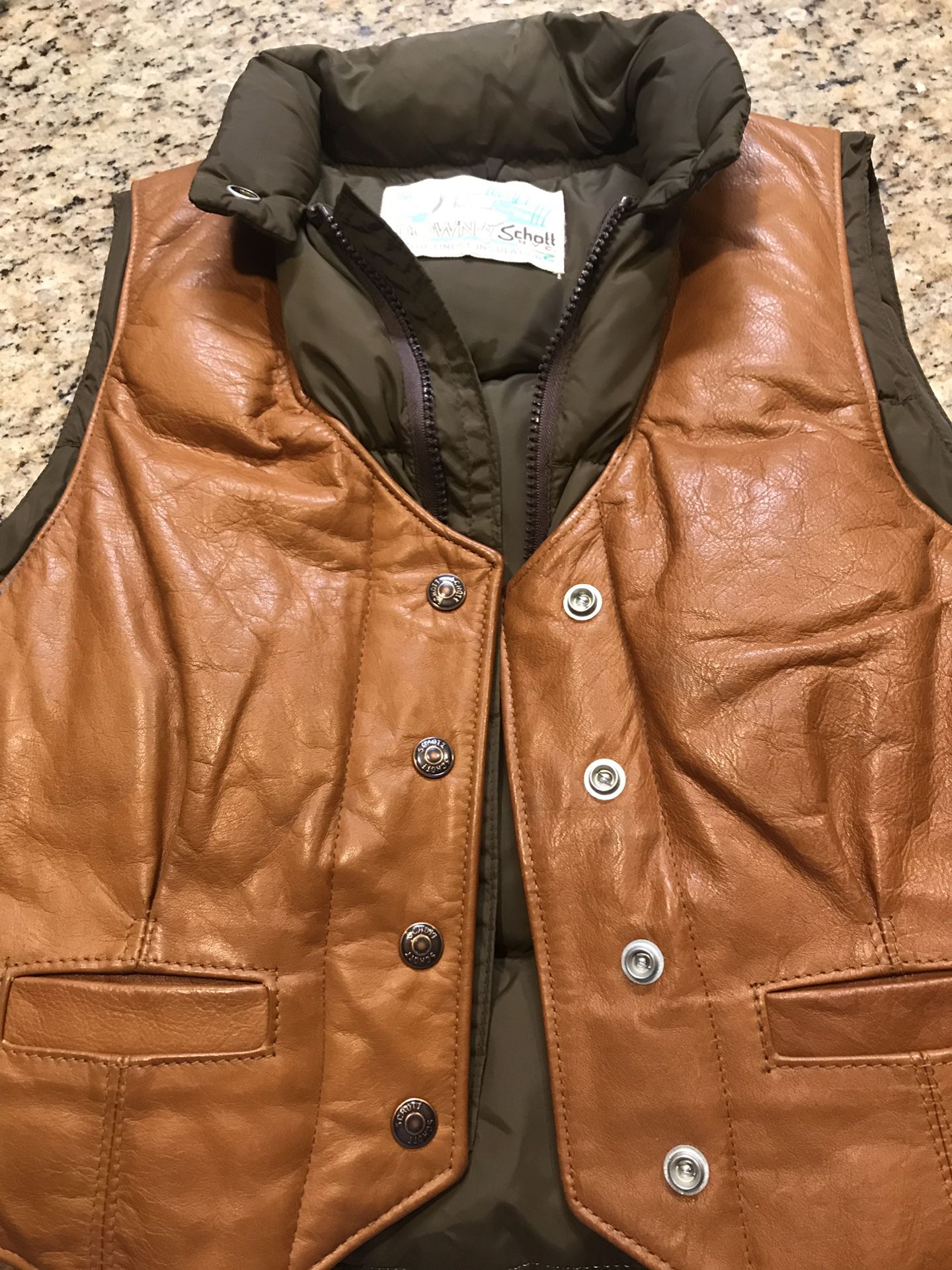 Women’s Vintage 80s Scott Down and Leather Vest- Size Small