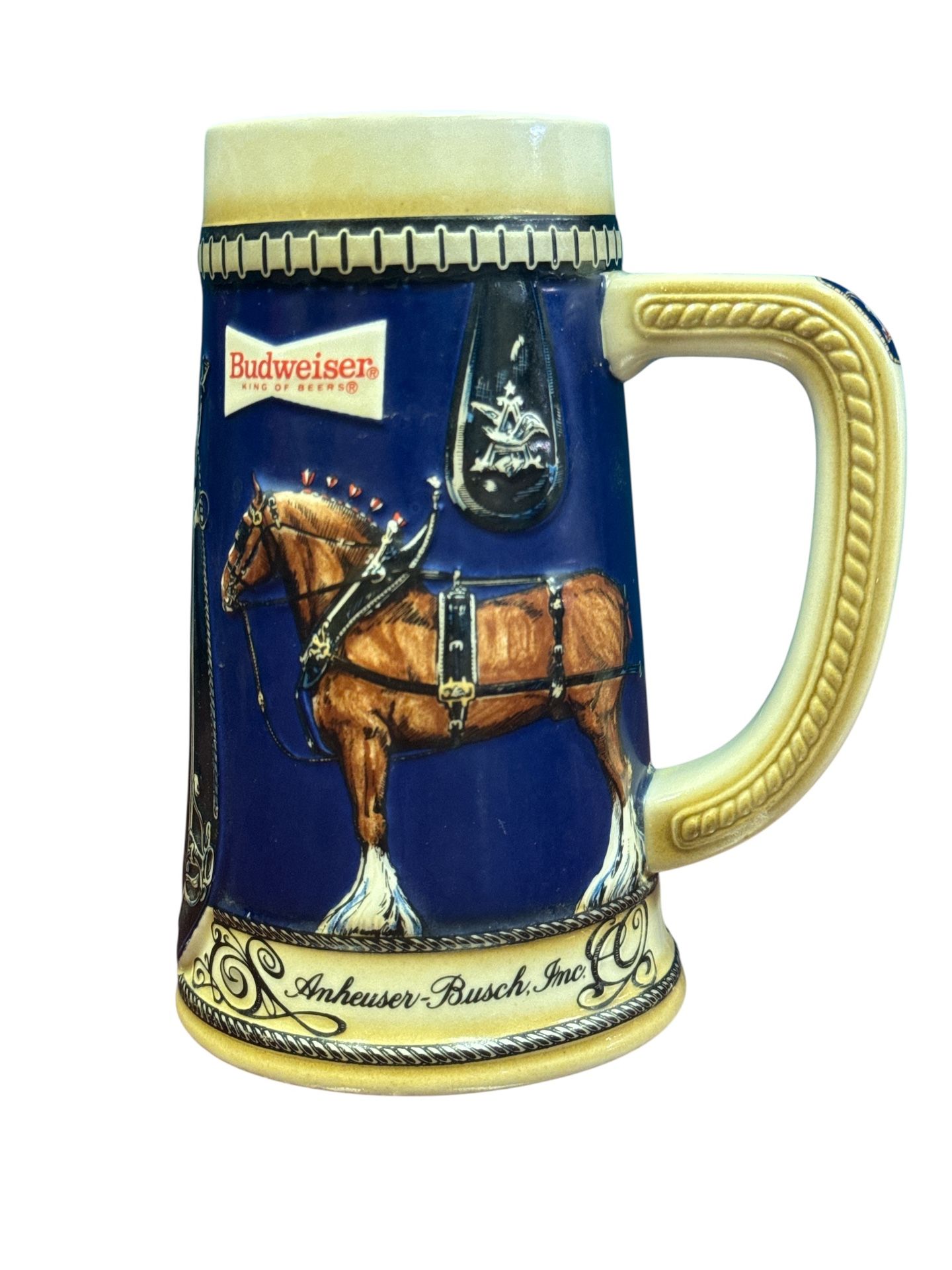 Vintage Undated BUDWEISER Clydesdales Stein Beer Ceramic Mug Anheuser-Busch
