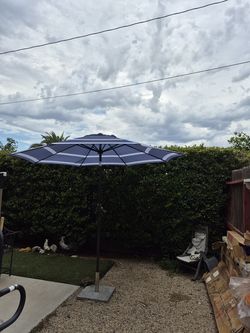 9"ft market umbrella patio color: navy and white base not included