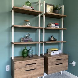 2 - Wall Mount Shelving Units W/ Drawers 