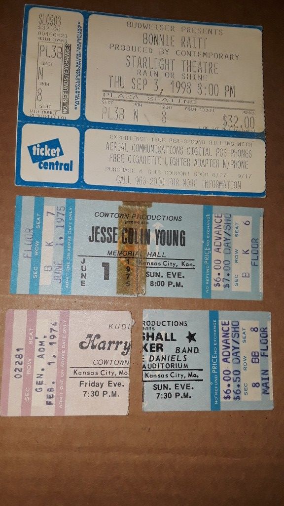 Bonnie Raitt and others ticket stubs