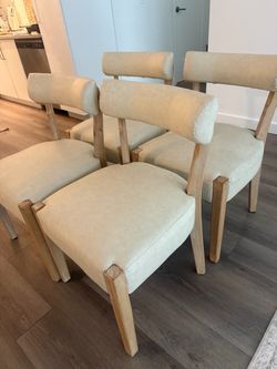 Linen Leather Solid Wood Side Dining Chairs
