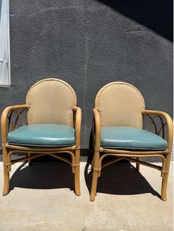 Vintage bamboo and rattan armchairs