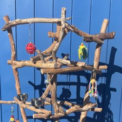 Big Thick And Curvy Macaw / Cockatoo Perch Tree.., Artsy n Rustic Ribbon Wood , Looks Good/ Lasts For Years !!