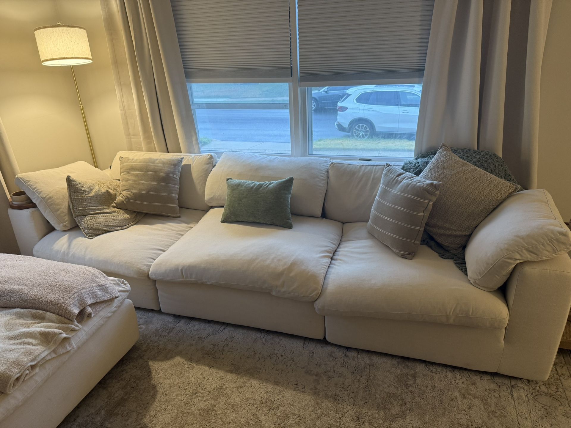 Beige Modular Sectional With Ottoman