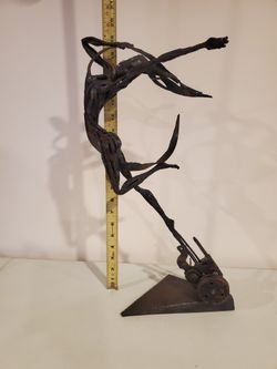 Wrought Iron Sculpture Of Woman Dancing Steampunk