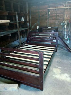 Solid wood twin-over-full bunk bed frame