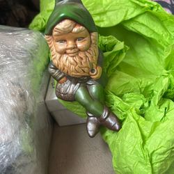 Vintage 1970’s  Ceramic Sitting Garden Gnome Figurine 