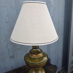 Vintage Green and Gold Ceramic Table Lamp
