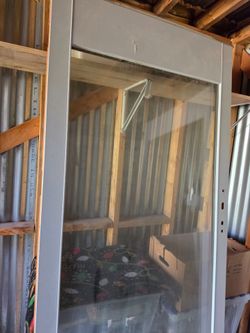 2 Wood Frame Glass Doors