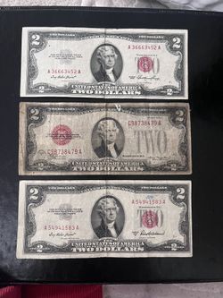 Red 2$ Bills 1953 Series A And 1928 D Series.