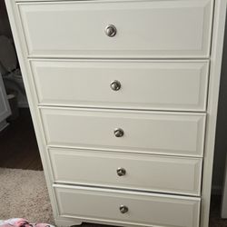 White 5-Drawer Dresser/Belcourt White Chest (from Rooms to go)
