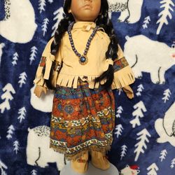    MARKED TO SELL! Vintage Native American Porcelain Doll 