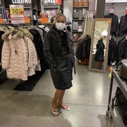 New Wilsons Leather/Suede Women’s Coat With Fur Hood Size Xl