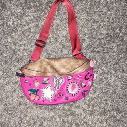 Coach Souvenir Pins Hot Pink Leather