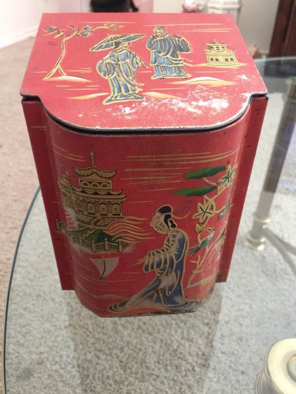 Baret Ware Art Grace Made in England Asian Red Tin Canister