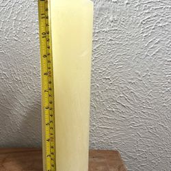Never used: Huge tall cream color wax candle, 12x3”, mint condition, statement candle
