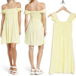 Area Stars Ruffle Cap Sleeve Dress Size XS (Yellow)