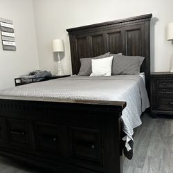 Solid Dark Wood Bedroom Set 