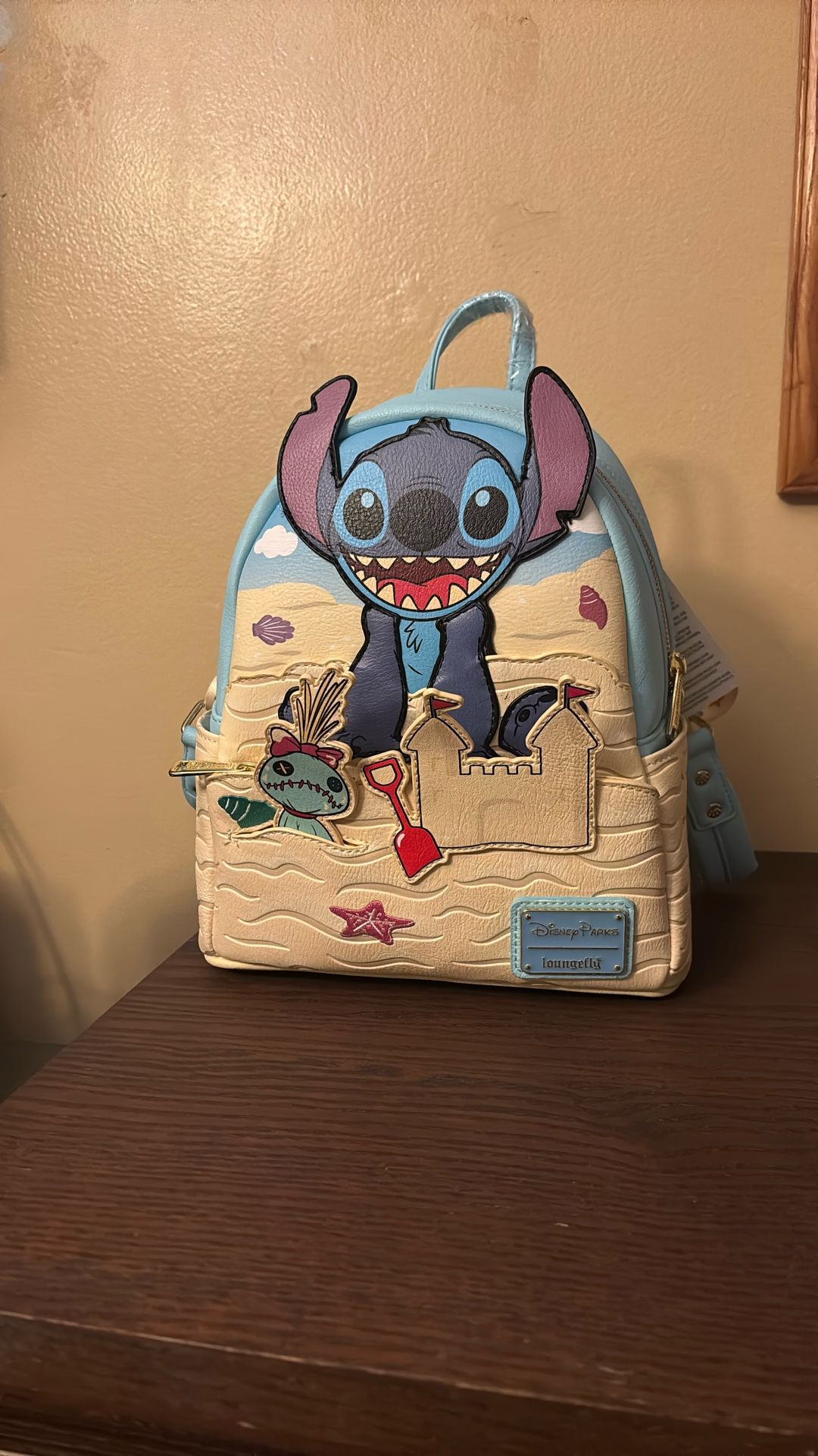 Disney Parks Loungefly Stitch Sandcastle Mini Backpack