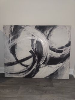Large Black and White Abstract Canvas Art