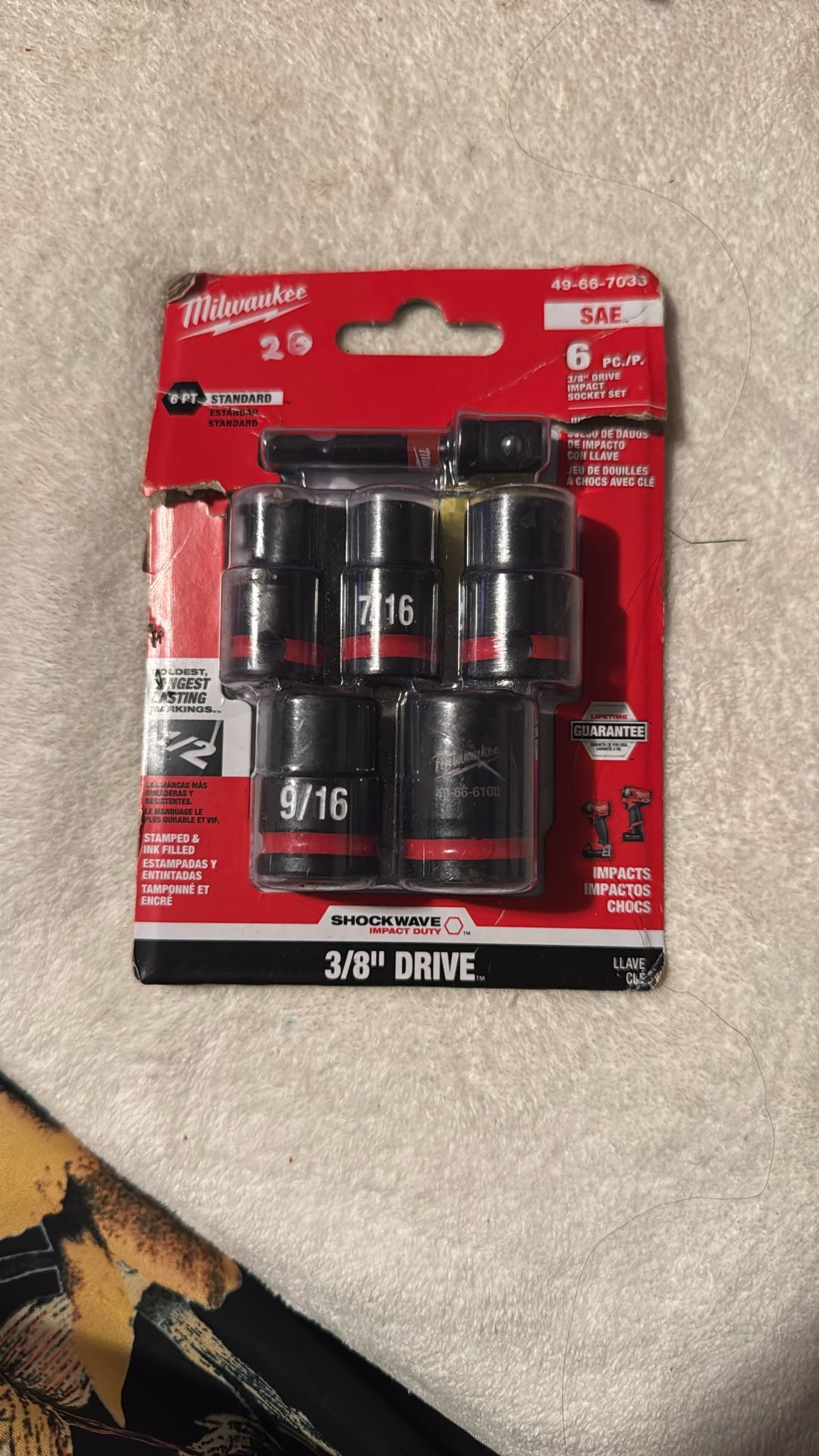 MILWAUKEE 6PC 3/8” DRIVE IMPACT SOCKET SET
