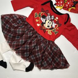 6-9 M Minnie Mouse Baby Girls' Tulle Dress and Tights Outfit