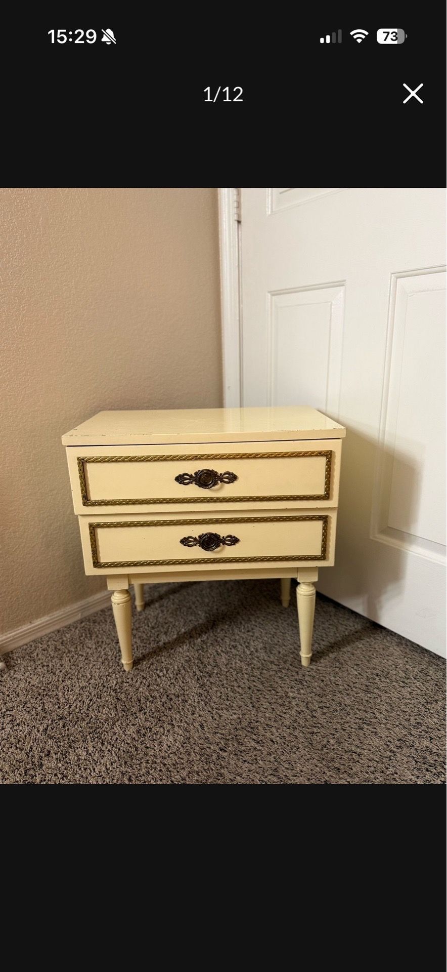Vintage French Provincial Nightstand / End Table