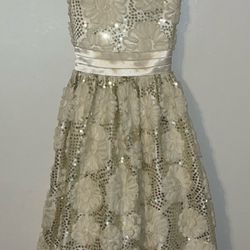 Elegant Ivory Floral Girls Dress