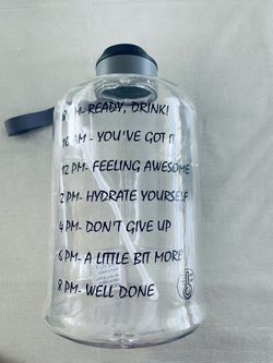 Water Bottle With Time Marker, Straw, Big